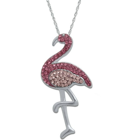 Luminesse Swarovski Element Sterling Silver Flamingo Pendant, 18