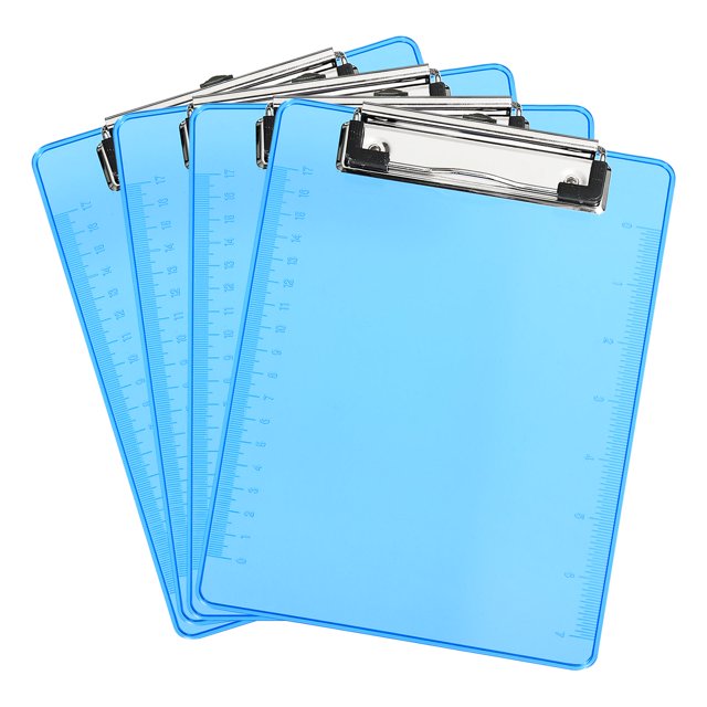 Portapapeles Duro Tablero Bajo Perfil Clip 8.9x12.6 Pulgadas A5 Carta Tamaño Poliestireno para Oficina Aula Arte, Azul Paquete de 2