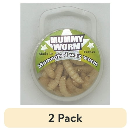 (2 pack) Eurotackle Mummy Worm Preserved Fishing Wax Worms - Natural Model 00101 35+/pack