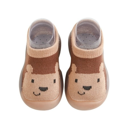 

Daeful Infant First Walker Shoes Cartoon Socks Slipper Prewalker Crib Shoe Lightweight Breathable Sock Indoor Floor Slippers Coffee 8C