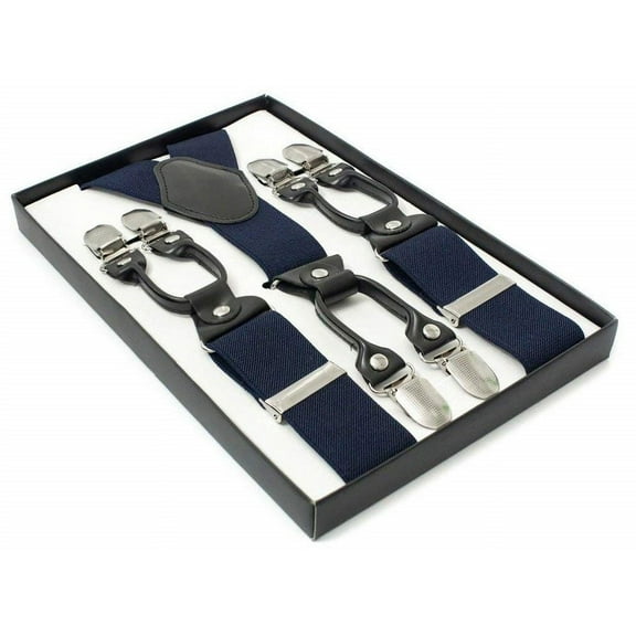 Durable 4-Clips NAVY BLUE Suspenders Adults Men Women Teens Wedding Formal 653