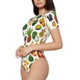 thumbnail image 2 of KLL Women 's Crew Neck Bodysuit Jumpsuits Lemon Fruits Vegetables Print Short onesies Stretch T Shirts, 2 of 7