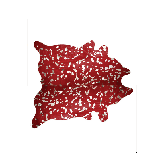 7" X 5" X 6" Red And Silver Cowhide Area Rug