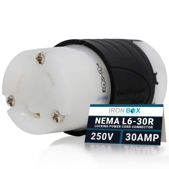 IronBox Electric NEMA L6-30R Locking Power Cord Connector- 30Amp, 250V, 3-Wire - Twist Lock Outlet Extension Connector - UL Listed Heavy Duty Electric Adapter for Industrial, Generator, Camper & More