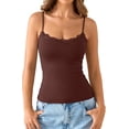 thumbnail image 2 of Wrongduck Women's Double Lined Lace Tank Top Sleeveless Fitted Cami Adjustable Strap Layering Fashion Top, 2 of 13
