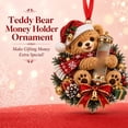 thumbnail image 2 of Luckky Teddy Bear Christmas Cash Holder Ornament, Reusable Money Gift Hanging Ornament, Xmas Tree Decor for Cash Present, 2 of 7