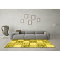 thumbnail image 3 of Ahgly Company Machine Washable Indoor Round Checkered Yellow Modern Area Rugs, 8' Round, 3 of 4