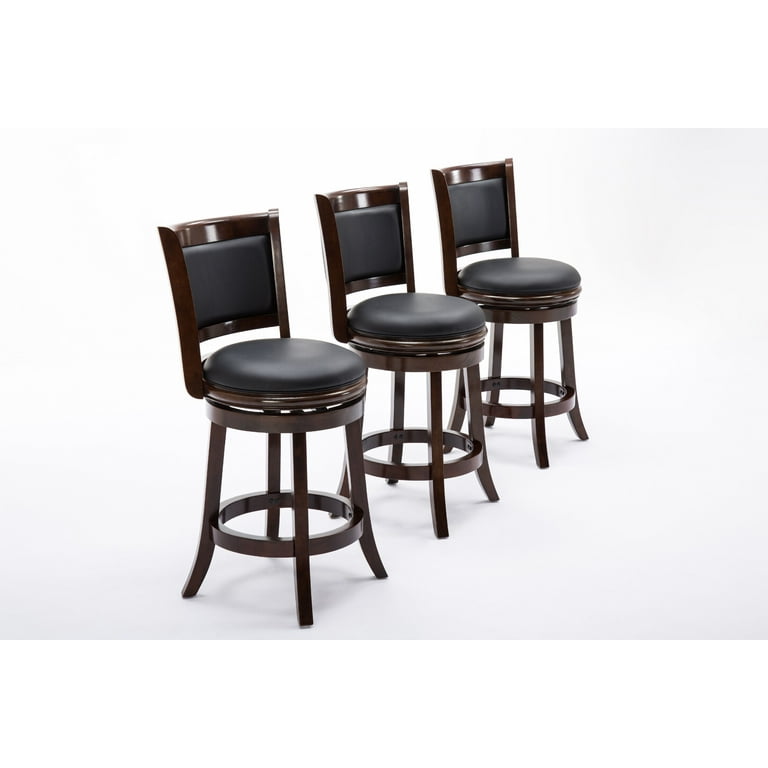 Boraam Augusta 24in. Swivel Wood Counter Stool Cappuccino Finish
