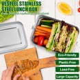 thumbnail image 5 of Vesteel Large Capacity Bento Box, 81oz Stainless Steel Lunch Box Metal Food Storage Container with Removable Dividers, Portable & Leak-Proof Meal Prep Container with 3 Compartment, 5 of 8