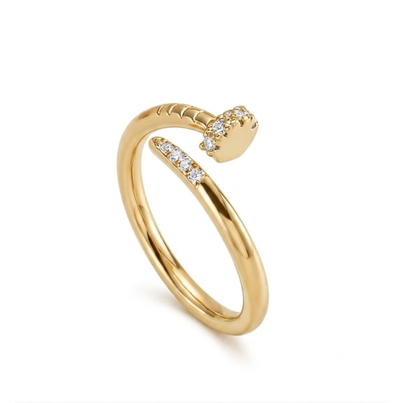 RUNDRAW Nail Shape Cubic Zirconia Open Ring Minimalist Daily Jewelry for Women