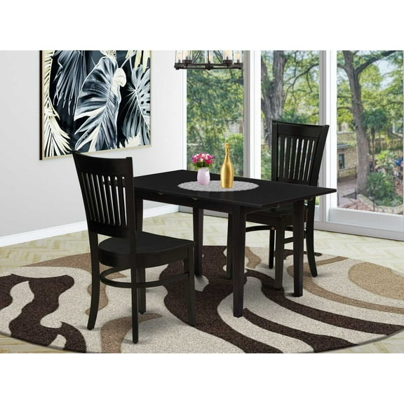 East West Furniture Norfolk 3-piece Dining Set with Rectangular Table in Black