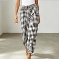 thumbnail image 5 of TEAJOPSUU Women's Plaid Cropped Pants Drawstring Elastic Waist Tapered Trousers with Pockets Gingham Casual Lounge Streetwear Black, 5 of 6