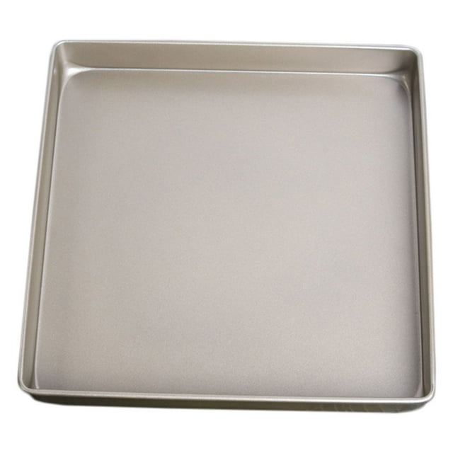 KAKOWELY Steel Baking Plate 11 Inch Golden Baking Tray Multifunctional Square Shaped Cake Cookies Baking Plate Nonstick Nougat Baking Tool for Home Restaurant