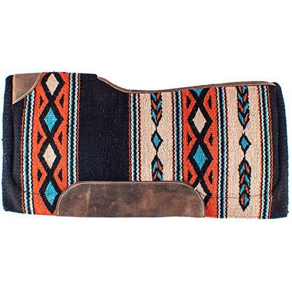 Showman 34" x 36" Turquoise, Orange & Tan Memory Felt Bottom Saddle Pad