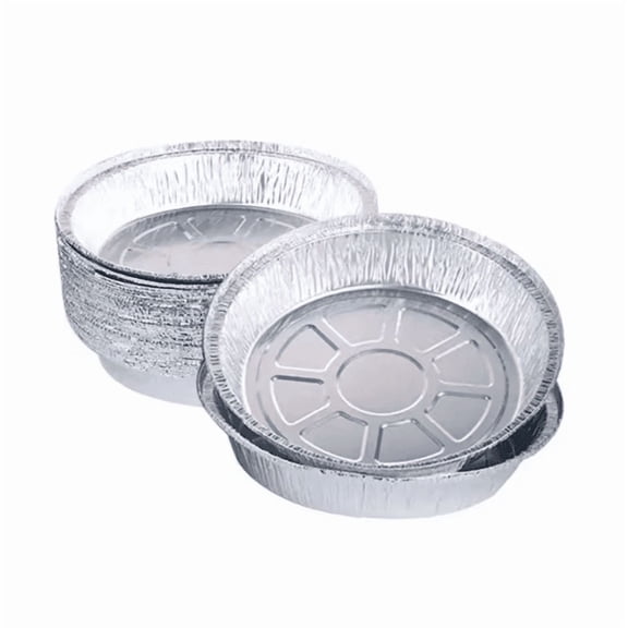 BOSPHORA 9 Inch Disposable Aluminum Round Foil Pans, 125 Pcs, Heavy Duty, Oven Safe, For Baking, Catering & Takeout