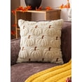 thumbnail image 4 of Pumpkin Fall Decorative Throw Pillow Covers 18"x18",Set of 1 Orange Green Soft Pillow Covers for Autumn Harvest, Fluffy Plush Accent Pillow Cases for Farmhouse Halloween Decor, 4 of 8