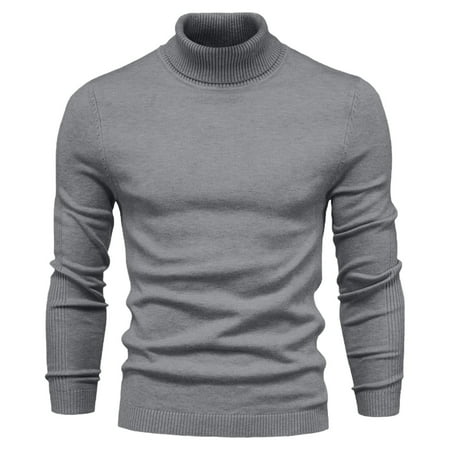 Mens Turtleneck Sweater Slim Fit Ribbed Knitted Pullover Comfort Warm Long Sleeve Tops Winter Jumper Soild Base Layer