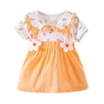 thumbnail image 4 of WAYUTE Girls Dresses Summer Baby Toddler Floral Print Sleeveless Dress for Toddler Girl Comfortable Play Outfit Casual Outdoor,Orange,Size 3-6 M, 4 of 4