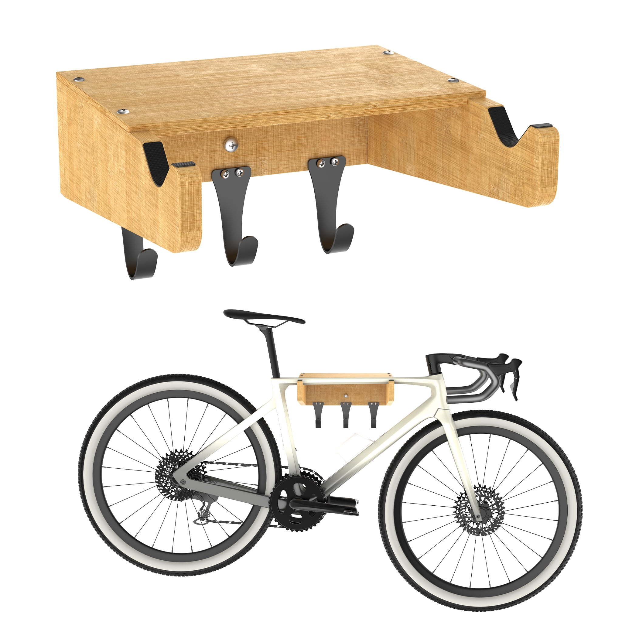 Monoprice On-Wall Bike Mount With Shelf - Holds Up To 55 Lbs, Compact Design For Garage Or Apartment