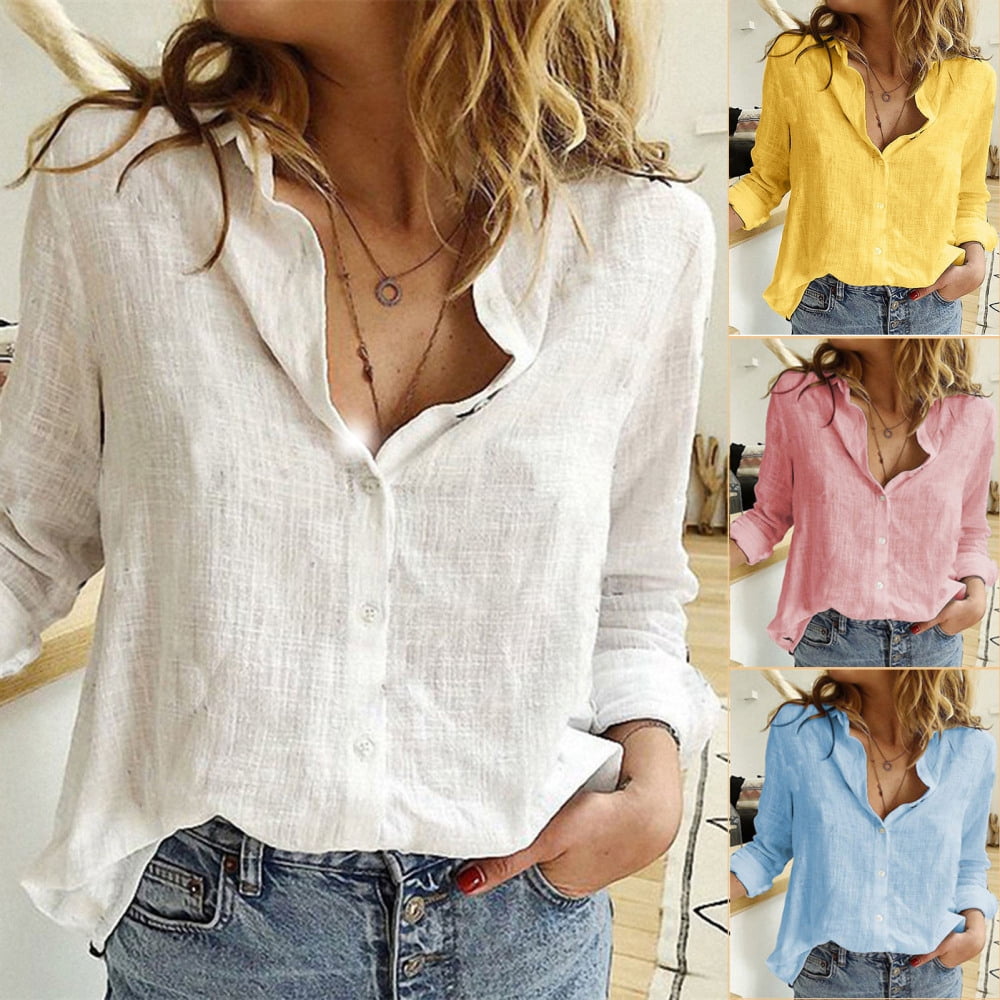 white linen womens button down