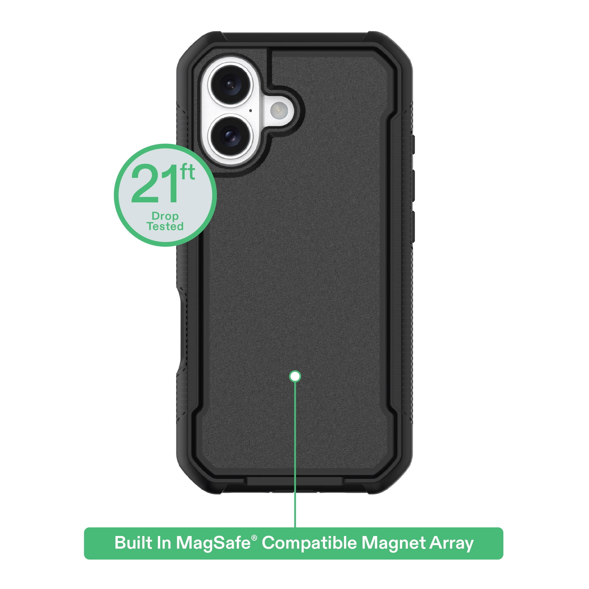 onn MagSafe Compatible Rugged Phone Case for iPhone 17 - Black