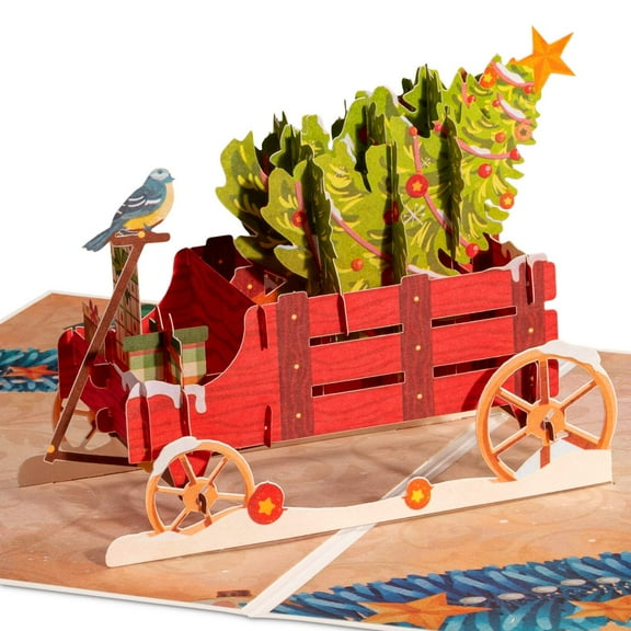 Christmas Tree Wagon Pop Up Christmas Card