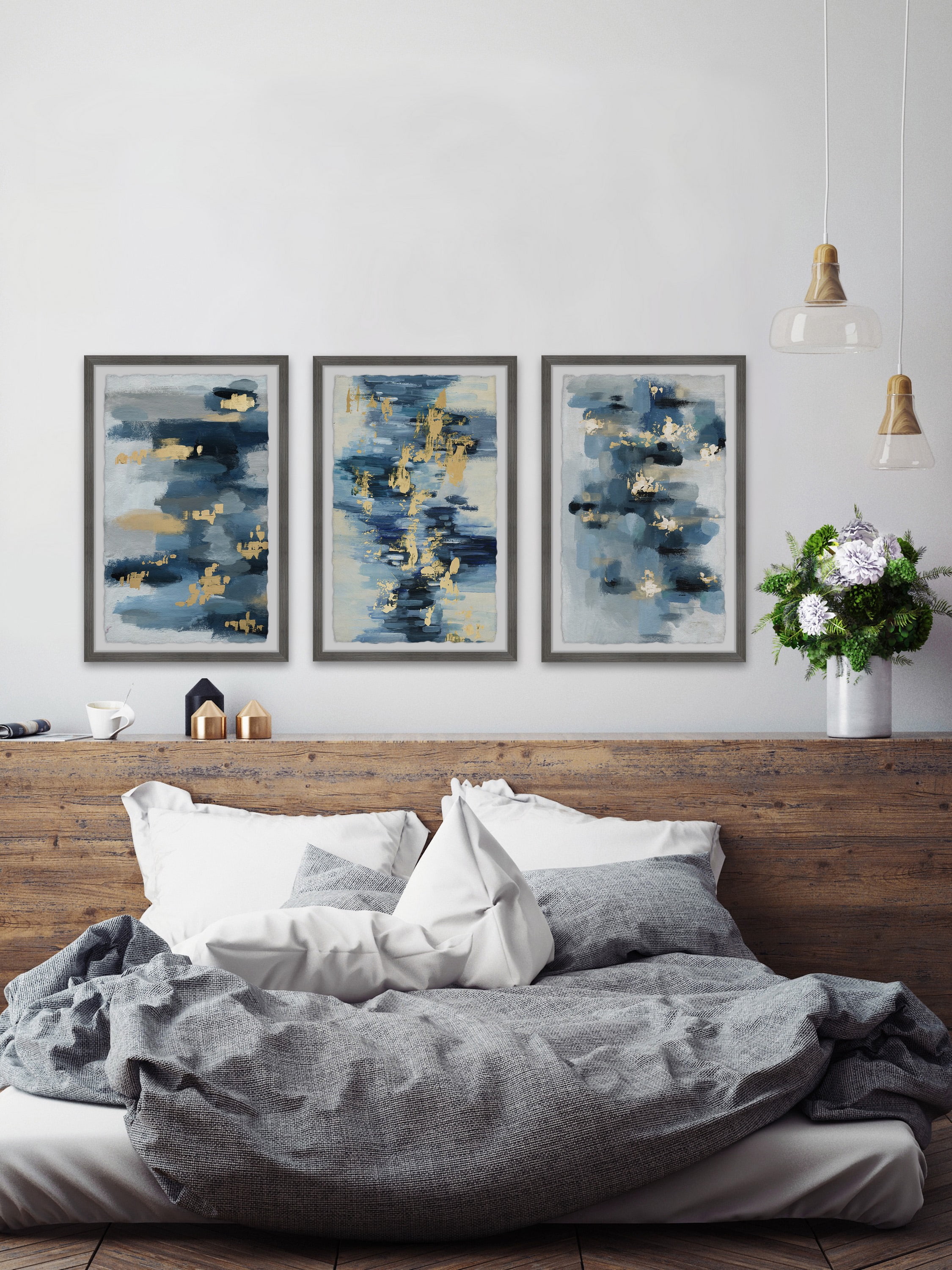 Marmont Hill Blue Florals Triptych