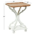 thumbnail image 4 of DecMode 20" x 25" White Wooden Accent Table with Brown Wood Top, 1-Piece, 4 of 10