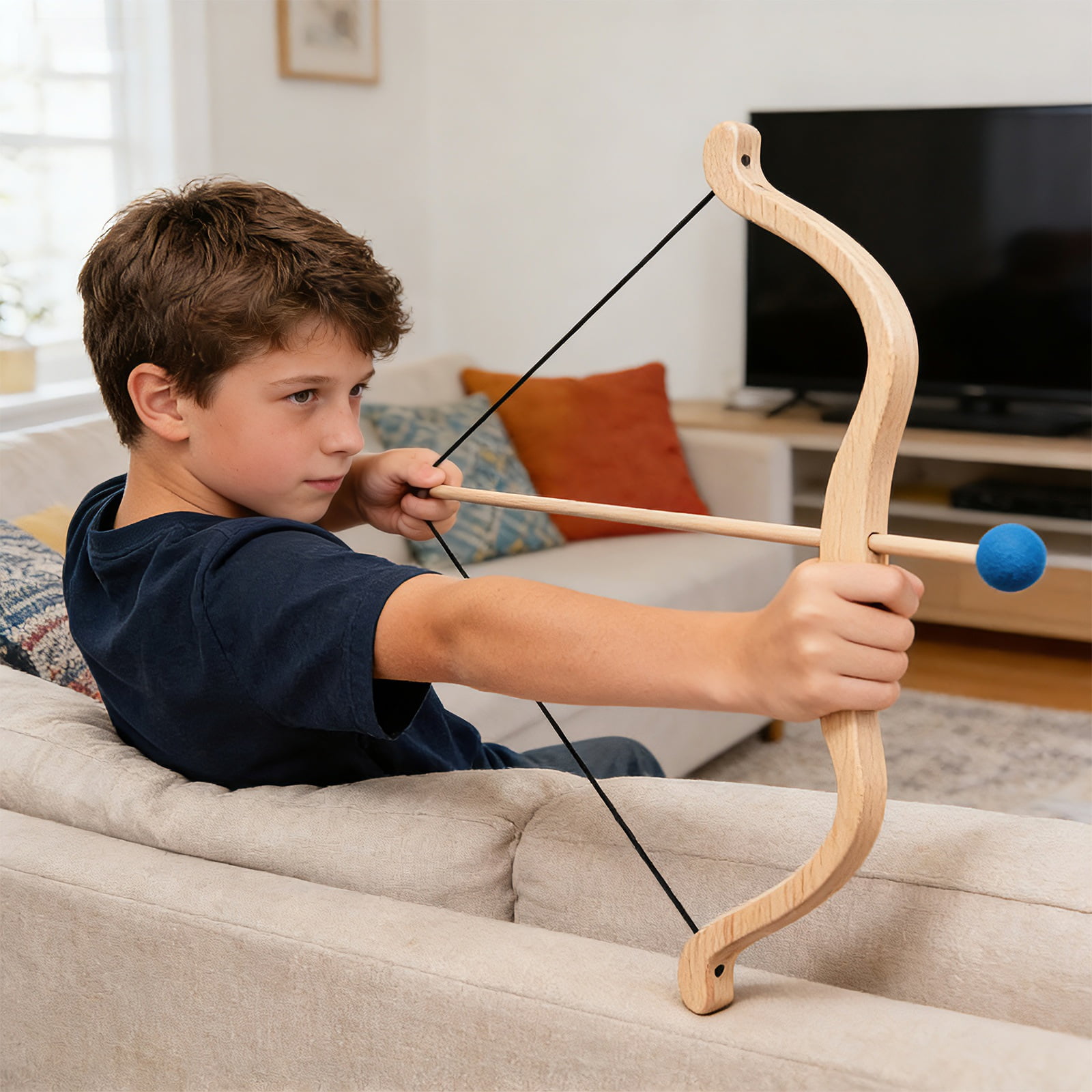 Wooden Bow and Arrow Toy Set, Safe Suction Cup Archery Shooting Game for Kids, Outdoor Sports Educational Birthday Gift