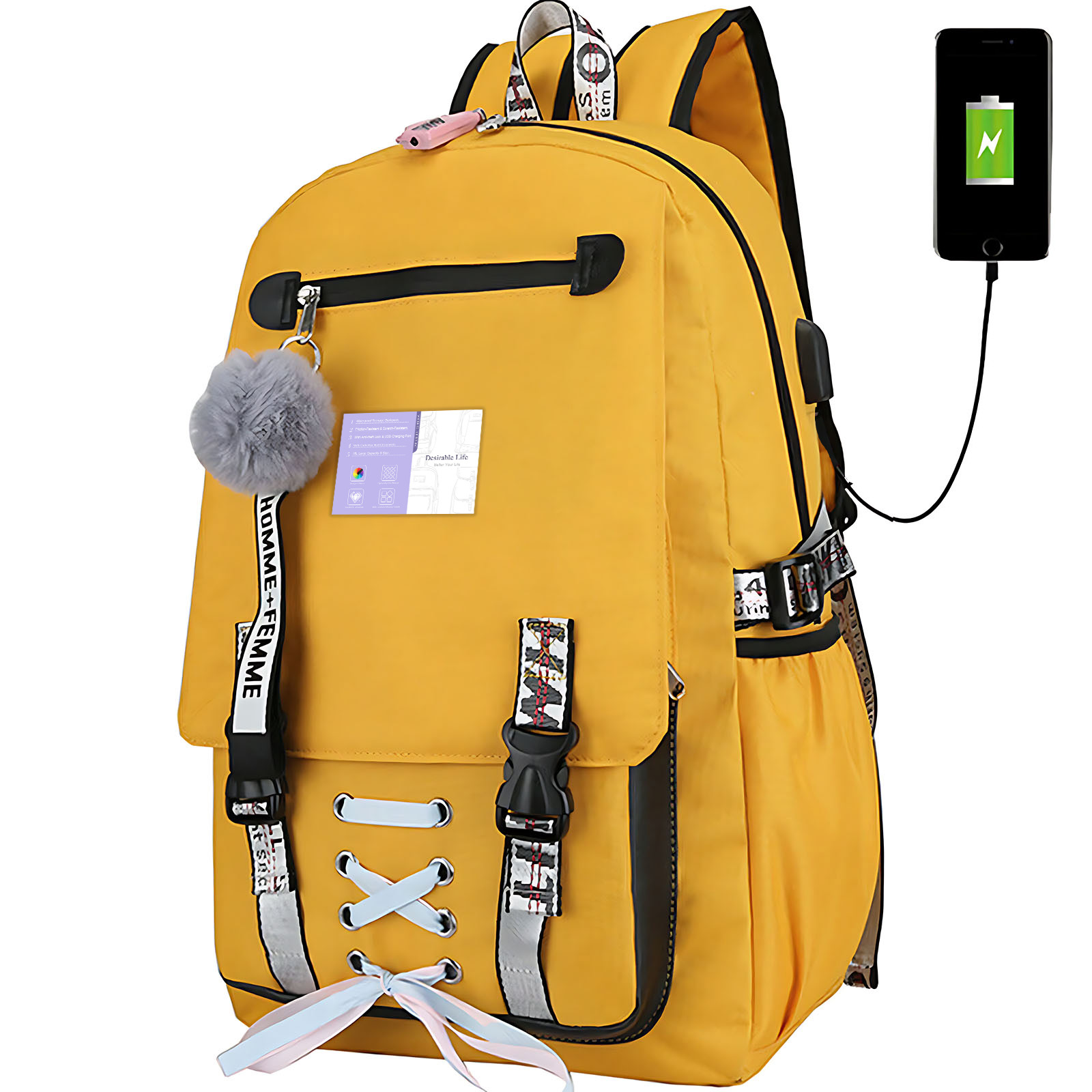 Women Girls School Bag Waterproof Teenage Backpack with Anti Theft Lock USB Port College Bookbags Student Laptop