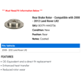 thumbnail image 2 of Rear Brake Rotor - Compatible with 2008 - 2012 Land Rover LR2 2009 2010 2011, 2 of 2