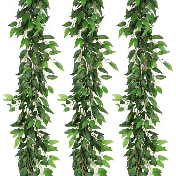 3 Pcs Artificial Greenery Vines, 6.5 Ft Lifelike Faux Hanging Plants for Wall Bedroom Wedding Decor, Silk Decorative Garland for Home Party, Easy Setup Realistic Look