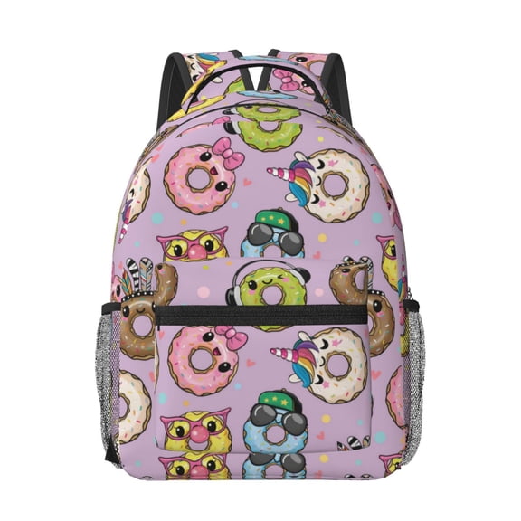 Goofa Cute Donuts Pattern Comfortable Student Backpack - Ergonomic Design, Durable, Water-Resistant, Multi-Compartment,Travel, and Outdoor Activities