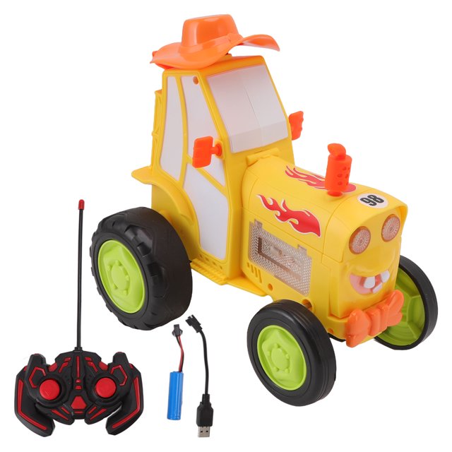Control remoto Stunt Car Cool Light Music 90 grados vertical recargable RC vehículo juguete amarillo
