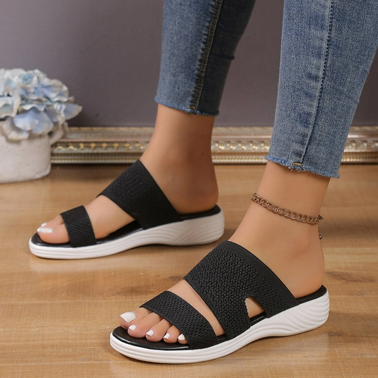 GHSOHS Womens Sandals Casual Shoes for Women Flip Flops Slippers Platform Sandals Fashion Solid Breathable Mesh Open Toe Flat Roman Sandals Business Casual Shoes 41 Walmart