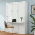 thumbnail image 5 of Newboti Furniture Full Size Murphy Bed with 1 Side Cabinet Storage Shelf, 61.5-inch Cabinet Bed Folding Wall Bed with Desk Combo Perfect for Guest Room, Study, Office, White NO.75544, 5 of 16