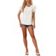 thumbnail image 2 of INSPIRAR CHIC Blusas de Verano para Mujeres con Puntos Suizos, Cuello Redondo, Mangas Cortas en Pétalo, Tops Tunic Florales Lindos, Blancos, Talla XS, 2 of 6