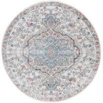 SAFAVIEH Oregon Seachlann Floral Bordered Area Rug, Grey/Blue, 6'7" x 6'7" Round