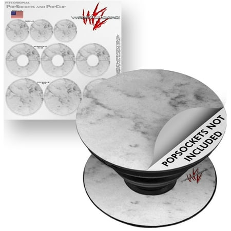 Decal Style Vinyl Skin Wrap 3 Pack for PopSockets Marble Granite 07 White Gray (POPSOCKET NOT INCLUDED) by WraptorSkinz