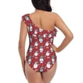 thumbnail image 5 of Sikiie Gnome And Snowflakes Print Women One Piece Swimsuits Tummy Control One Shoulder Bathing Suits Ruffle Swimwear, From S to XXL-Large, 5 of 6