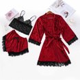 thumbnail image 1 of Munlar Robes For Women,Christmas Loungewear For Family,Women Sexy Three-Piece Pajamas,Lace Velvet Solid Color Lace Three-Piece Pajamas Nightdress Sleepwear, 1 of 8