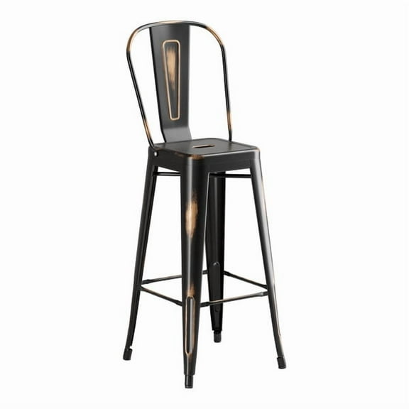 30'' High Cafe Style Distressed Copper Metal Restaurant Barstool Chair For Indoor or Outdoor