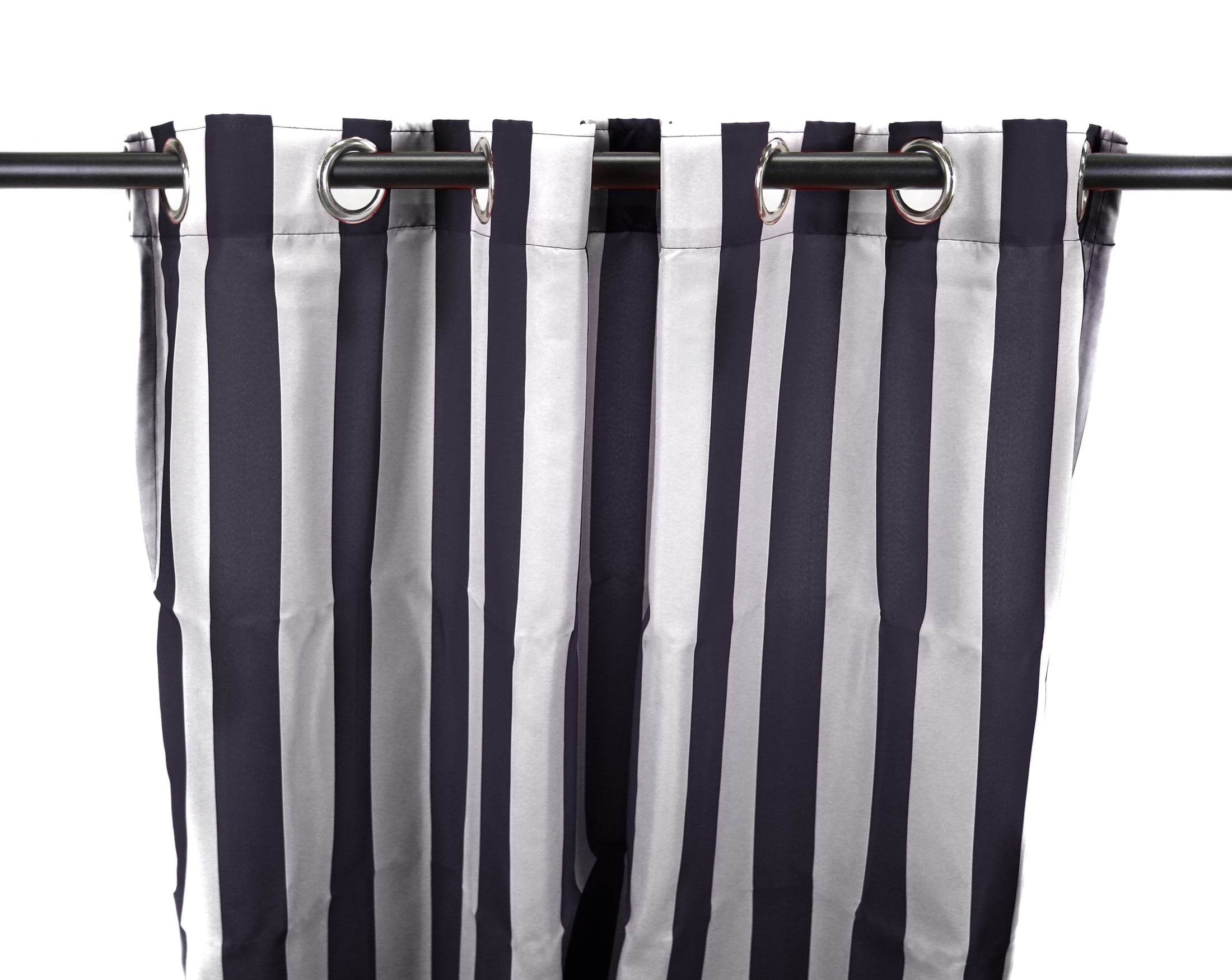 Jordan Manufacturing 54" x 96" Navy Stripe Grommet Semi-sheer Outdoor Curtain Panel (2 Pack)