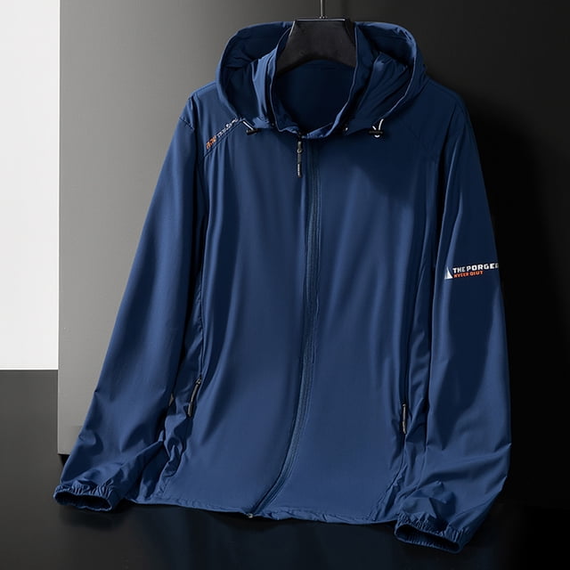 TIMIFIS Veste à Capuche pour Homme pour Protection Sun à Manches Longues à Capuche à Fermeture Éclair Légère Décontractée Confortable Couleur Unie Veste Athlétique pour Randonnée Course Golf Sports