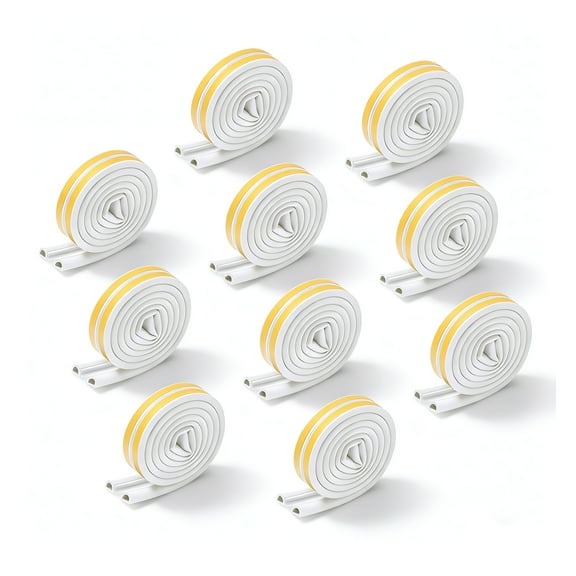 ICERUN Indoor Weather Stripping Window Seal Strip For Self-adhesive Doors And Windows Soundproofing Weatherstrip Gap Blocker Foam D Type 16Ft(5M) White