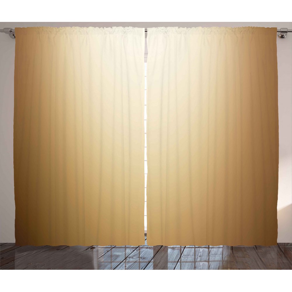 Tan Curtains 2 Panels Set, Abstract Gradient Display Soft Golden Brown