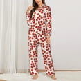 thumbnail image 2 of Lsque Tomato Pattern Long Sleeve Pajama Set for Women - Soft 2-Piece Sleepwear and Loungewear Set with Pockets, Comfy Nightwear-Medium, 2 of 7