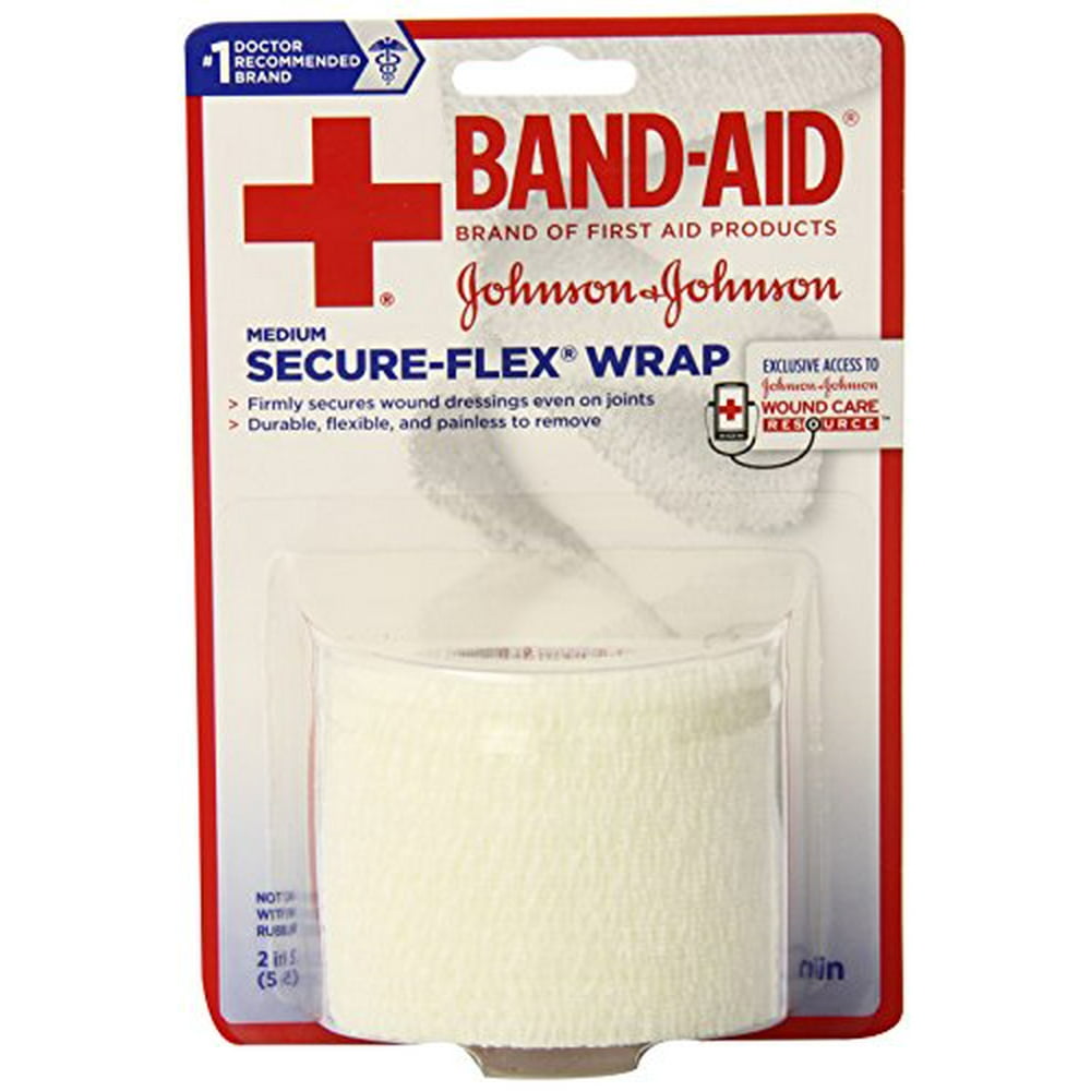2 Pack BandAid SecureFlex Wrap, Medium, 2 in X 2.5 Yrds Each