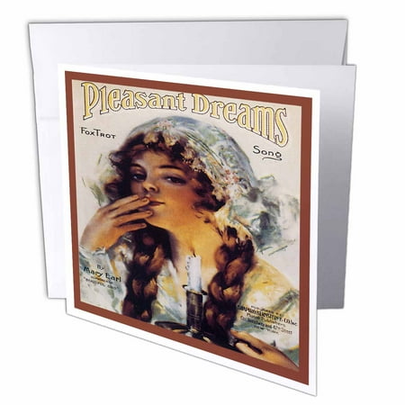 - 3dRose Pleasant Dreams Tox Trot with Woman in Nightgown with Candle, Greeting Cards, 6 x 6 inches, set of 12