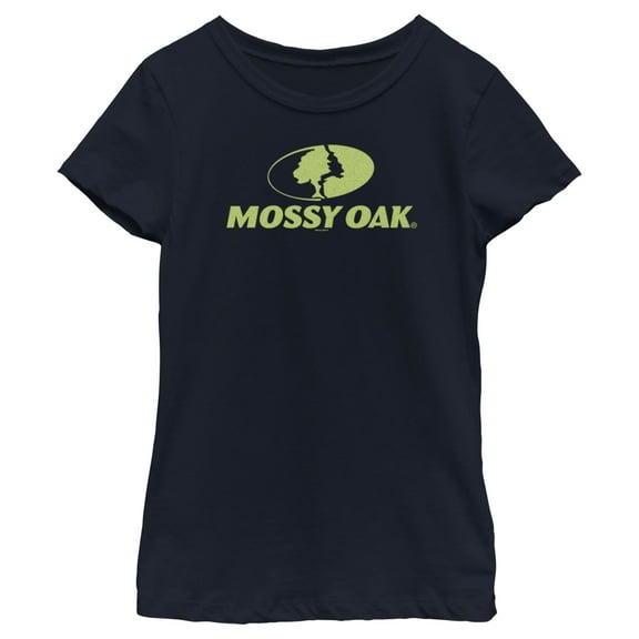 Girl's Mossy Oak Green Classic Logo  Graphic Tee Navy Blue Small